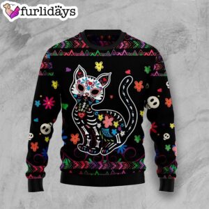 Cat Sugar Skull Ugly Christmas Sweater Lover Xmas Sweater Gift Dog Memorial Gift 1