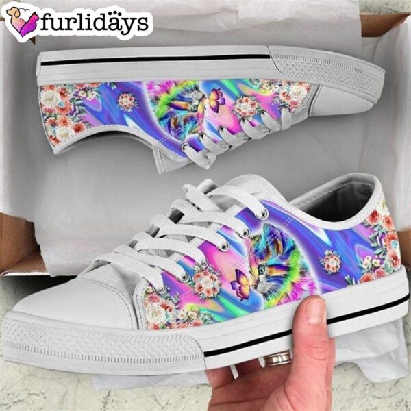 Cat Trippy Pattern Low Top Shoes – Cat Psychedelic Canvas Sneaker – Owners Gift Cat Breeders