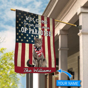 Cat Welcome To Our Paradise Personalized Flag Custom Cat Garden Flags Cat Flag For House 2