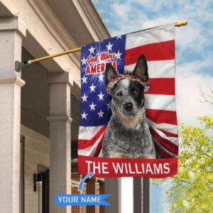Cattle Dog God Bless America Personalized House Flag Garden Dog Flag Personalized Dog Garden Flags 1
