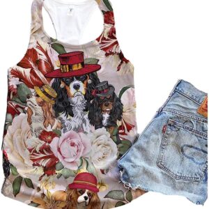 Cavalier King Charles Spaniel Dog Vintage Floral Tank Top Summer Casual Tank Tops For Women Gift For Young Adults 1 b1r21g