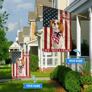 Cavalier King Charles Spaniel God Bless America Personalized Flag Custom Dog Garden Flags Dog Flags Outdoor 1