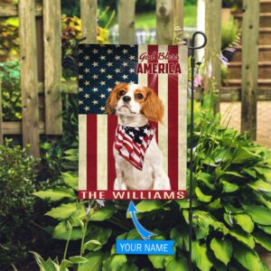 Cavalier King Charles Spaniel God Bless America Personalized Flag Custom Dog Garden Flags Dog Flags Outdoor 2