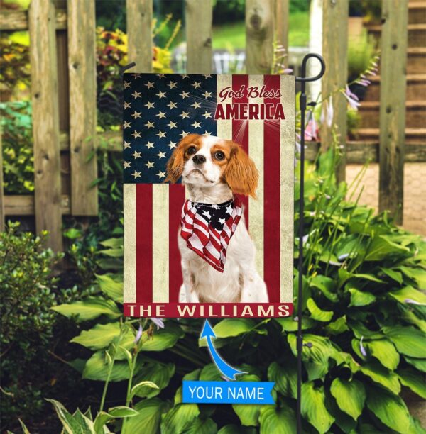 Cavalier King Charles Spaniel God Bless America Personalized Flag – Custom Dog Garden Flags – Dog Flags Outdoor