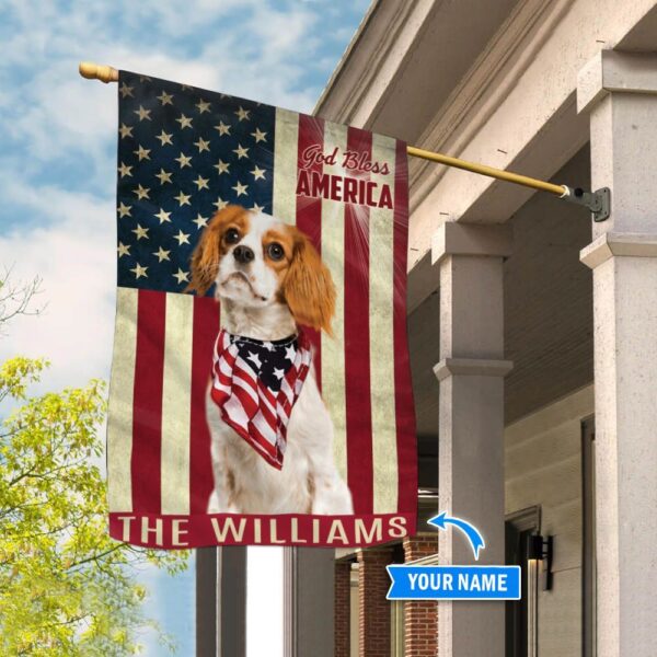 Cavalier King Charles Spaniel God Bless America Personalized Flag – Custom Dog Garden Flags – Dog Flags Outdoor