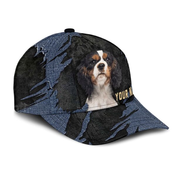 Cavalier King Charles Spaniel Jean Background Custom Name & Photo Dog Cap – Classic Baseball Cap All Over Print – Gift For Dog Lovers