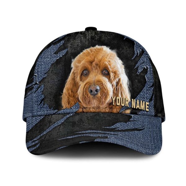Cavapoo Jean Background Custom Name & Photo Dog Cap – Classic Baseball Cap All Over Print – Gift For Dog Lovers