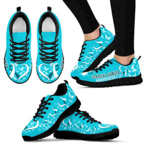 Cervical Cancer Awareness Shoes Shoes Heart Ribbon Sneaker Walking Shoes Best Gift For Men And Women Malalan 1