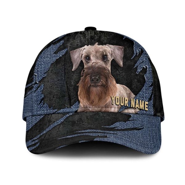 Cesky Terrier Jean Background Custom Name & Photo Dog Cap – Classic Baseball Cap All Over Print – Gift For Dog Lovers