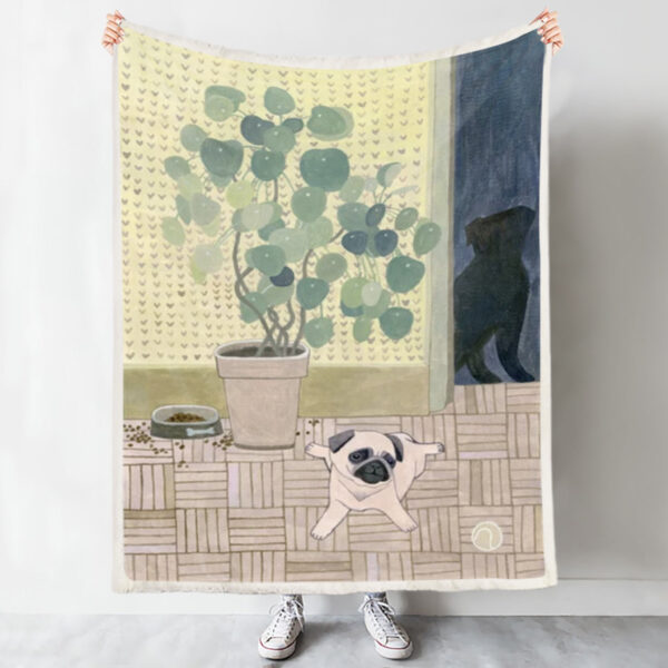 Dog Throw Blanket – Pug Puppy Playing – Dog In Blanket – Dog Fleece Blanket – Dog Blankets For Sofa – Furlidays