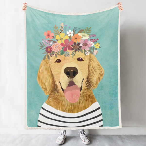 Dog Painting Blanket – Golden Retriever – Dog Blanket – Dog Blanket For Couch – Blanket With Dogs Face – Furlidays
