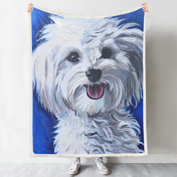 Dog Fleece Blanket – White Poodle – Blanket With Dogs Face – Dog Face Blanket – Dog Throw Blanket – Furlidays