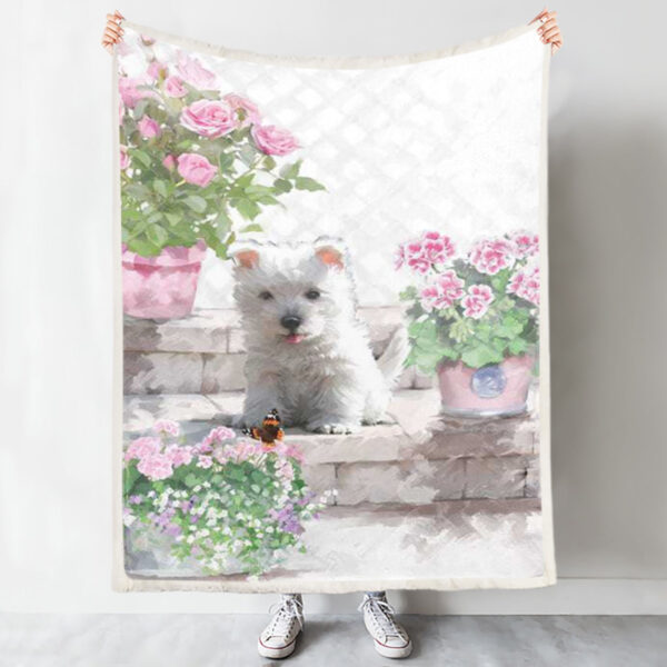 Dog In Blanket – Westie – Dog Throw Blanket – Blanket With Dogs On It – Dog Blankets For Sofa – Furlidays