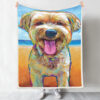 Dog Blankets – Yorkie On The Beach – Dog Blanket For Couch – Blanket With Dogs Face – Blanket With Dogs On It – Furlidays