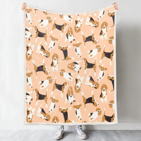 Dog In Blanket – Beagle Scatter Peach – Dog Blankets For Sofa – Dog Throw Blanket – Dog Fleece Blanket – Furlidays