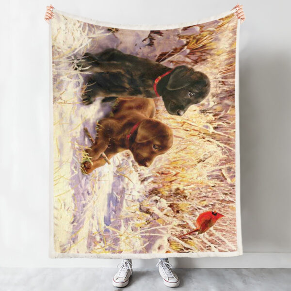 Dog Blanket For Couch – Black & Chocolate Labradors – Dog Blankets – Dog Face Blanket – Dog Painting Blanket – Furlidays