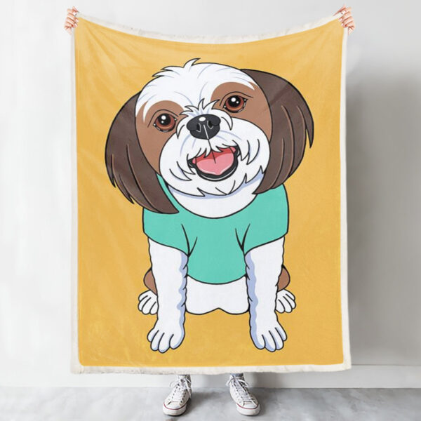 Dog Fleece Blanket – Shih Tzu Brown – Dog Blankets For Sofa – Dog Blankets – Dog Face Blanket – Dog Throw Blanket – Furlidays