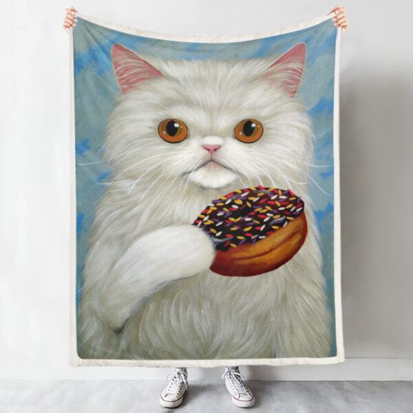 Cat Fleece Blanket – White Cat – Cat In Blanket – Cat Blanket For Sofa – Furlidays