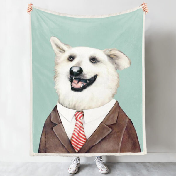 Dog Throw Blanket – Happy Dog – Dog In Blanket – Blanket With Dogs Face – Dog Painting Blanket – Furlidays