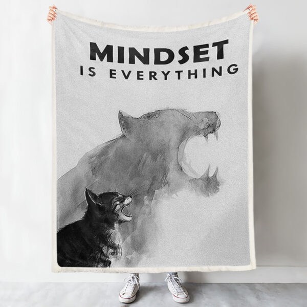 Cat Blanket For Couch – Mindset Is Everything Cat – Cat Fleece Blanket – Cat In Blanket – Blanket With Cats On It – Furlidays