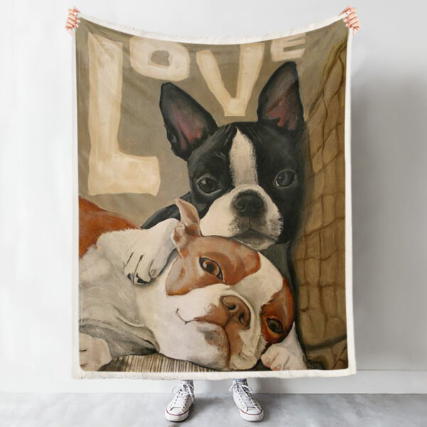 Dog Blankets For Sofa – Dog Fleece Blanket – Boston Terrier – Blanket With Dogs On It – Furlidays