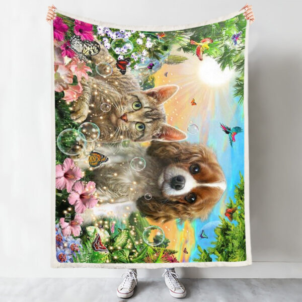 Dog Blankets – Kitten And Puppy – Dog Fleece Blanket – Dog Throw Blanket – Blanket With Dogs On It – Furlidays
