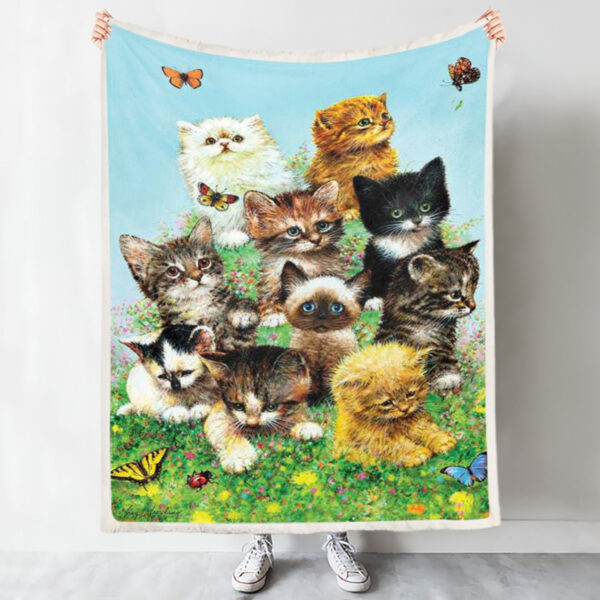 Cat Fleece Blanket – Kittens – Cat In Blanket – Cats Blanket – Cat Blanket For Couch – Furlidays