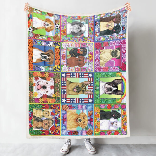 Dog Throw Blanket – A Year Of Dogs – Dog In Blanket – Blanket With Dogs Face – Dog Blankets – Furlidays