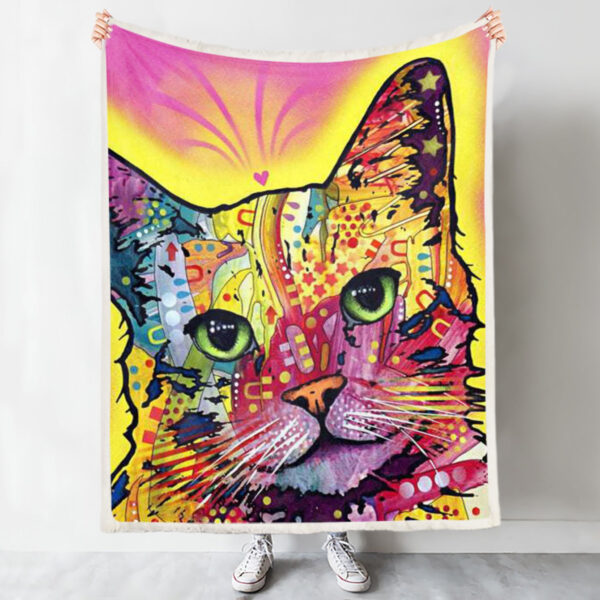 Cat Fleece Blanket – Cat Blanket For Couch – Cat Face Blanket – Blanket With Cats On It – Furlidays