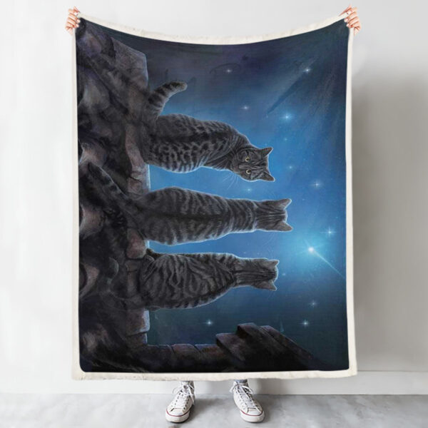Cat Fleece Blanket – Wish Upon A Star – Cat Blanket For Couch – Cat In Blanket – Furlidays