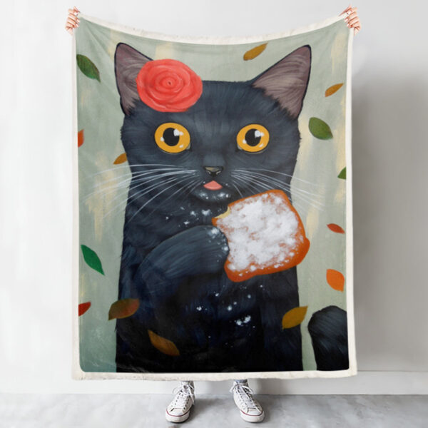 Cat Fleece Blanket – Black Cat – Cat In Blanket – Blanket With Cats On It – Furlidays