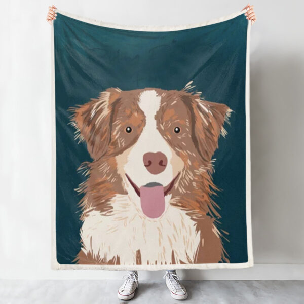 Dog In Blanket – Australian Shepherd – Dog Face Blanket – Dog Throw Blanket – Dog Painting Blanket – Furlidays