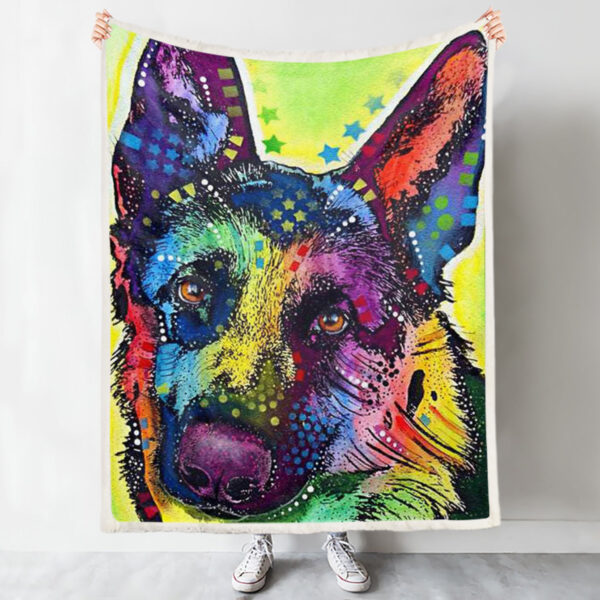 Blanket With Dogs On It – German Shepherd – Dog Painting Blanket – Dog Face Blanket – Dog Blankets For Sofa – Furlidays