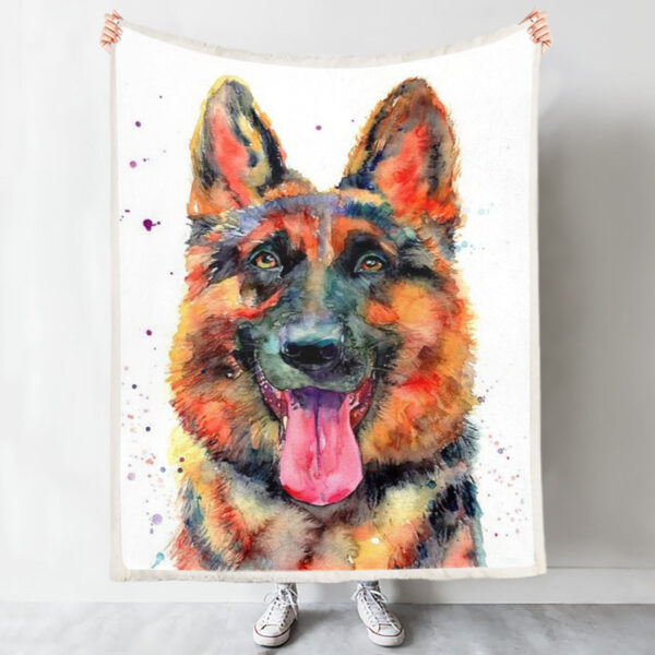 Dog Painting Blanket – German Shepherd – Dog Throw Blanket – Dog Blankets – Furlidays