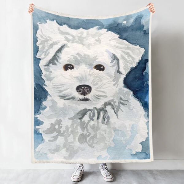 Blanket With Dogs Face – Bichon Frise Watercolor – Dog In Blanket – Dog Face Blanket – Dog Throw Blanket – Furlidays