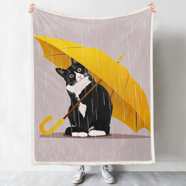 Cat In Blanket – Blanket With Cats On It – Cat Hiding Rains Under Umbrella – Cats Blanket – Furlidays