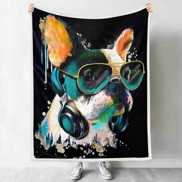 Dog In Blanket – French Bulldog Watercolor – Dog Face Blanket – Dog Throw Blanket – Furlidays