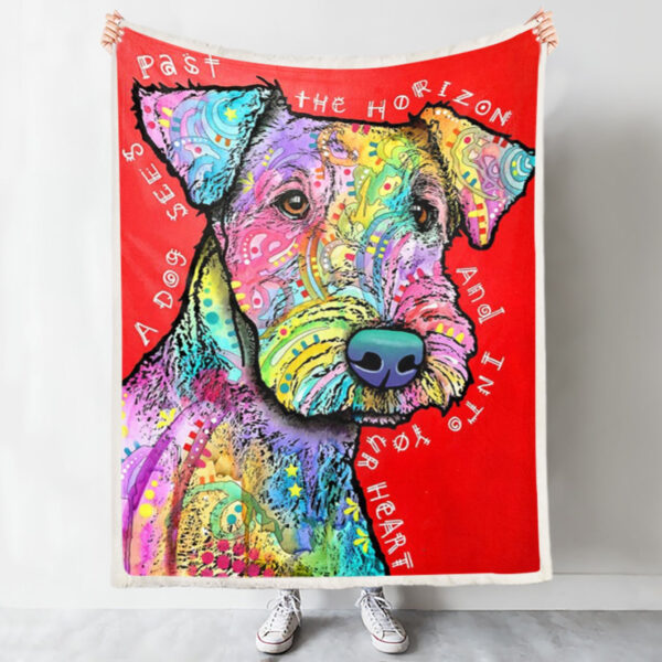 Blanket With Dogs Face – Into Your Heart – Dog In Blanket – Dog Face Blanket – Dog Painting Blanket – Furlidays