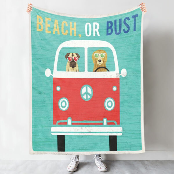 Dog Throw Blanket – Beach Bums Bus – Dog Face Blanket – Dog Blankets For Sofa – Blanket With Dogs Face – Furlidays