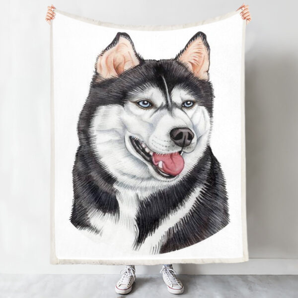 Blanket With Dogs Face – Siberian Husky – Dog Face Blanket – Dog Fleece Blanket – Blanket With Dogs On It – Furlidays