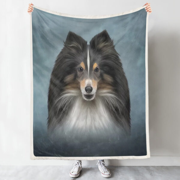 Dog Blankets For Sofa – Drawing Dog Shetland Sheepdog – Dog Blankets – Blanket With Dogs Face – Furlidays