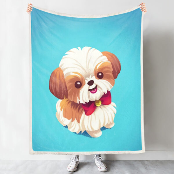 Dog Painting Blanket – Shih Tzu Love – Dog Throw Blanket – Dog In Blanket – Dog Fleece Blanket – Furlidays