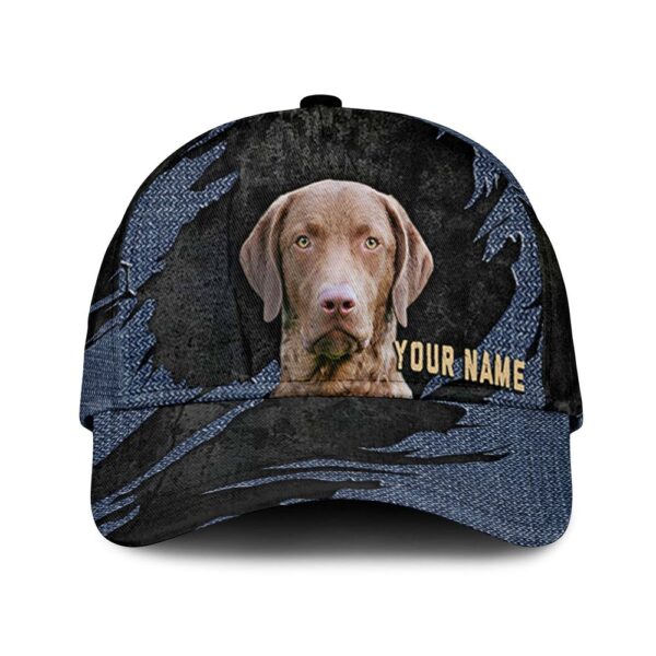 Chesapeake Bay Jean Background Custom Name & Photo Dog Cap – Classic Baseball Cap All Over Print – Gift For Dog Lovers