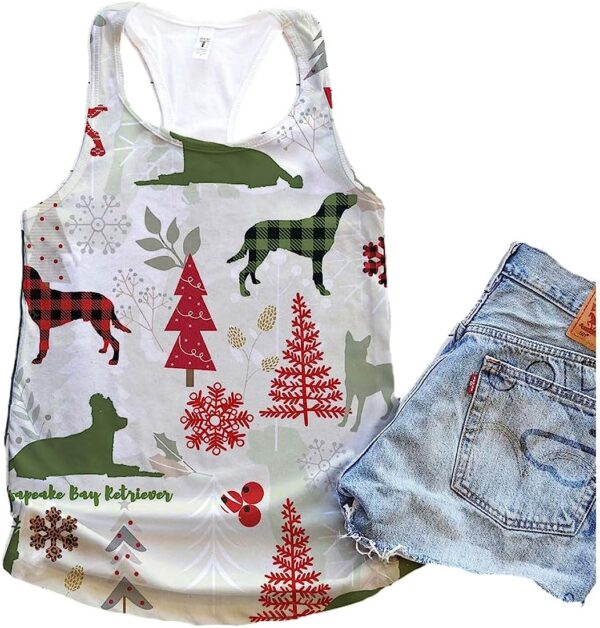 Chesapeake Bay Retriever Dog Christmas Plaid Flannel Tank Top – Summer Casual Tank Tops For Women – Gift For Young Adults