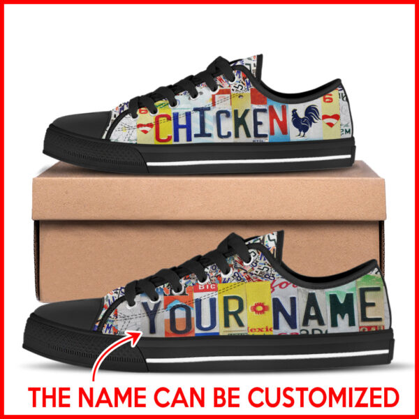 Chicken License Plates Low Top Shoes Canvas Shoes – Personalized Custom – Best Gift For Men And Women