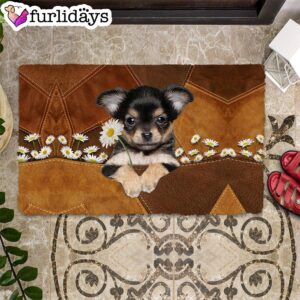 Chihuahua 3 Holding Daisy Doormat Pet Welcome Mats Unique Gifts Doormat 1
