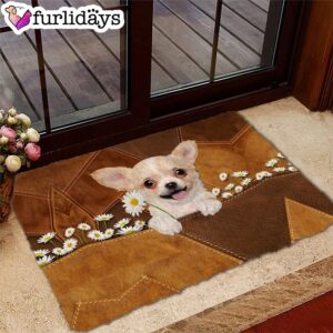 Chihuahua Holding Daisy Doormat Dog Memorial Gift Unique Gifts Doormat 2