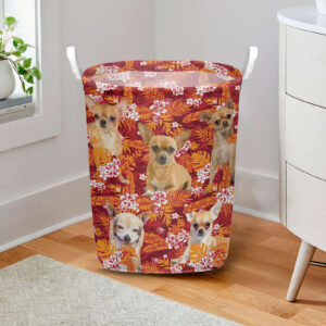 Chihuahua In Seamless Tropical Floral With Palm Leaves Laundry Basket Dog Laundry Basket Christmas Gift For Her 2