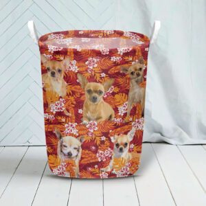 Chihuahua In Seamless Tropical Floral With Palm Leaves Laundry Basket Dog Laundry Basket Christmas Gift For Her 3