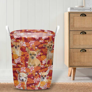 Chihuahua In Seamless Tropical Floral With Palm Leaves Laundry Basket Dog Laundry Basket Christmas Gift For Her 4